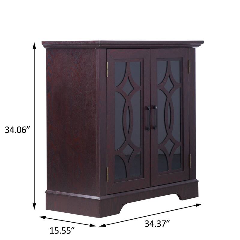 Sideboard Cabinet with Clear Tempered Glass Doors, Storage Cabinet with Adjustable Shelf, Large Capacity Wooden Accent Cabinet