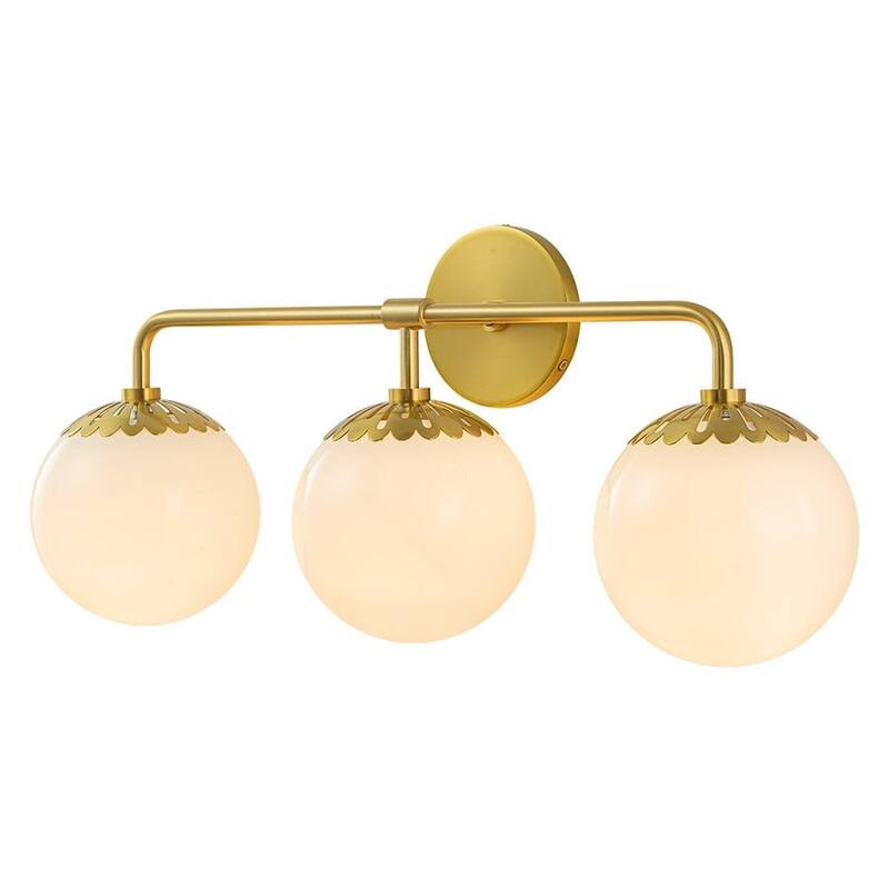 3-Light Opal Glass Bubble Brass Bathroom Vanity Light - 23in