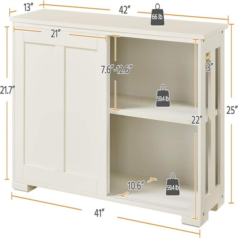 Storage Cabinet Kitchen Buffet Cabinet Sideboard - 13"D x 42"W x 24.8"H