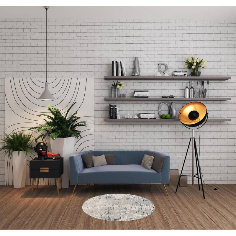 Rade Power Loomed Geometric Abstract Area Rug By HomeRoots - 4' Round