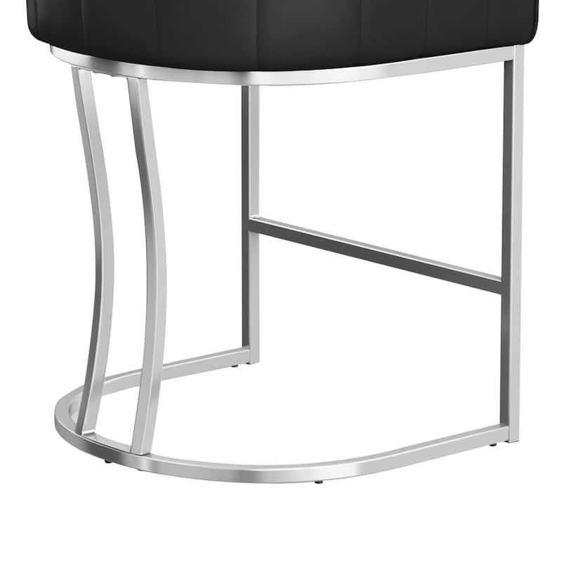 Modern 26.in Counter Height Stool Low Back Upholstered/PU Leather Barrel Bar Stool with Metal Frame