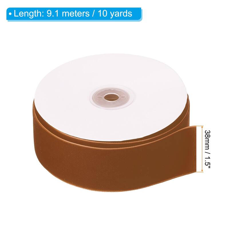1.5" x 10 Yard Ribbon Single Faced Velvet Spool for DIY - Khaki