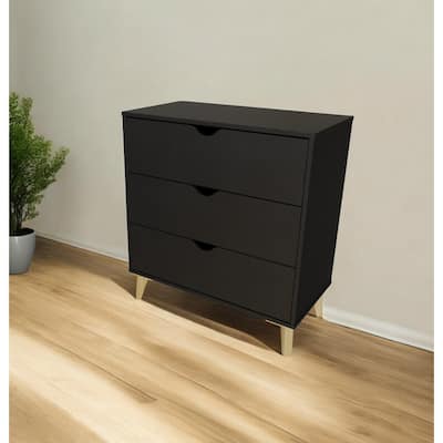 HomeRoots 30" Black Three Drawer Dresser