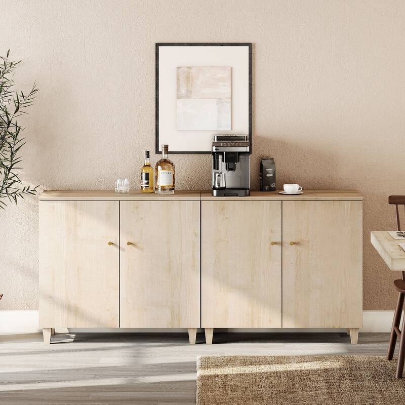 Sideboards Buffet Cabinets with Doors for Dining Room, 32.4"H - 2-In-1 - Light Oak