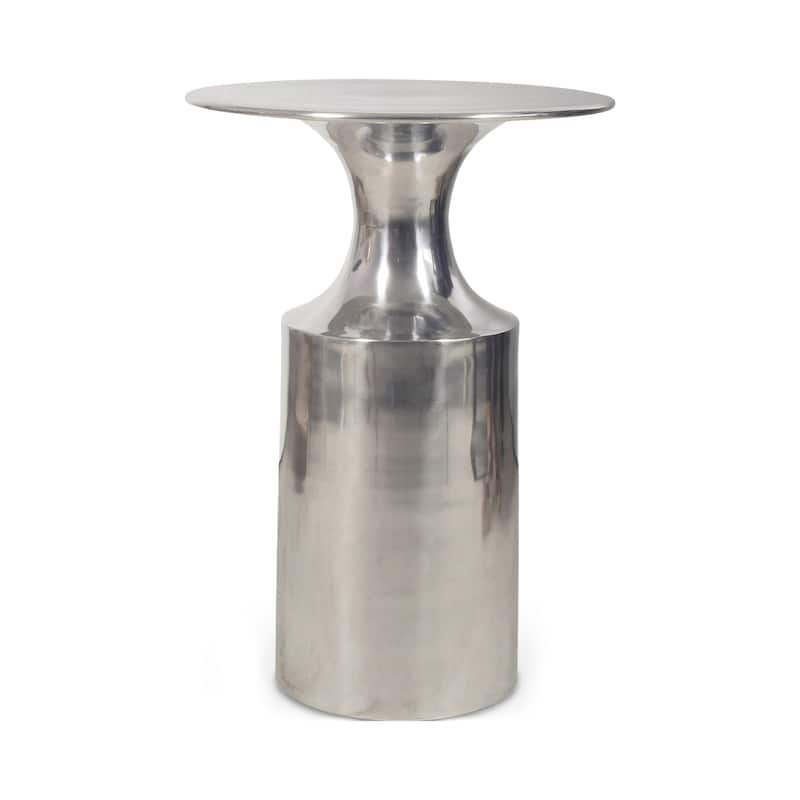 Aurelle Home Art Deco Aluminum Pedestal Accent Table