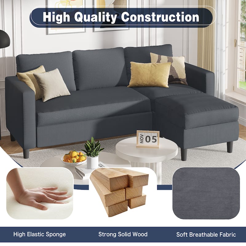 Futzca 74" Convertible Sectional Sofa Couch, Small L-Shaped Sofa