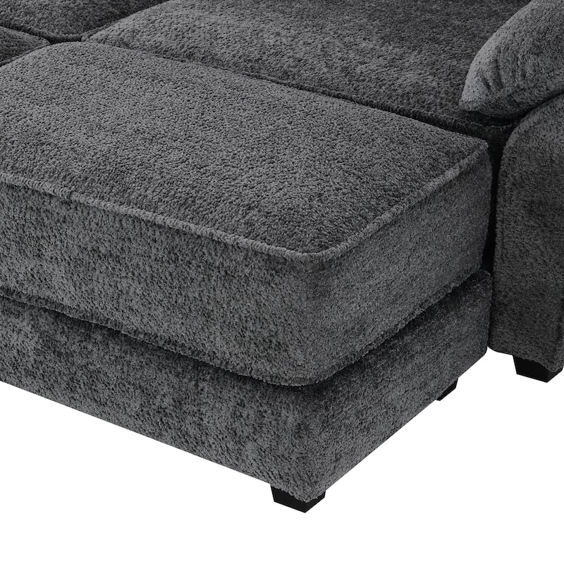 81'' Modular Convertible 4 Seater Sectional Sofa, Loveseat with Ottoman, Space-Saving Design for Living Room and Office