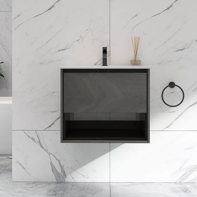24"/30"/32"/36" Floating Bathroom Vanity Set with Ceramic Sink