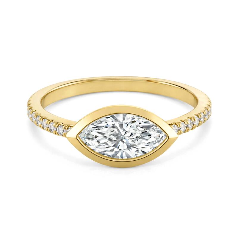 Auriya 14K Gold Bezel Marquise Diamond Engagement Ring 1.00 - 5.00ct. tw. (F-G, VS) - 3.00 carats - 5 - Yellow