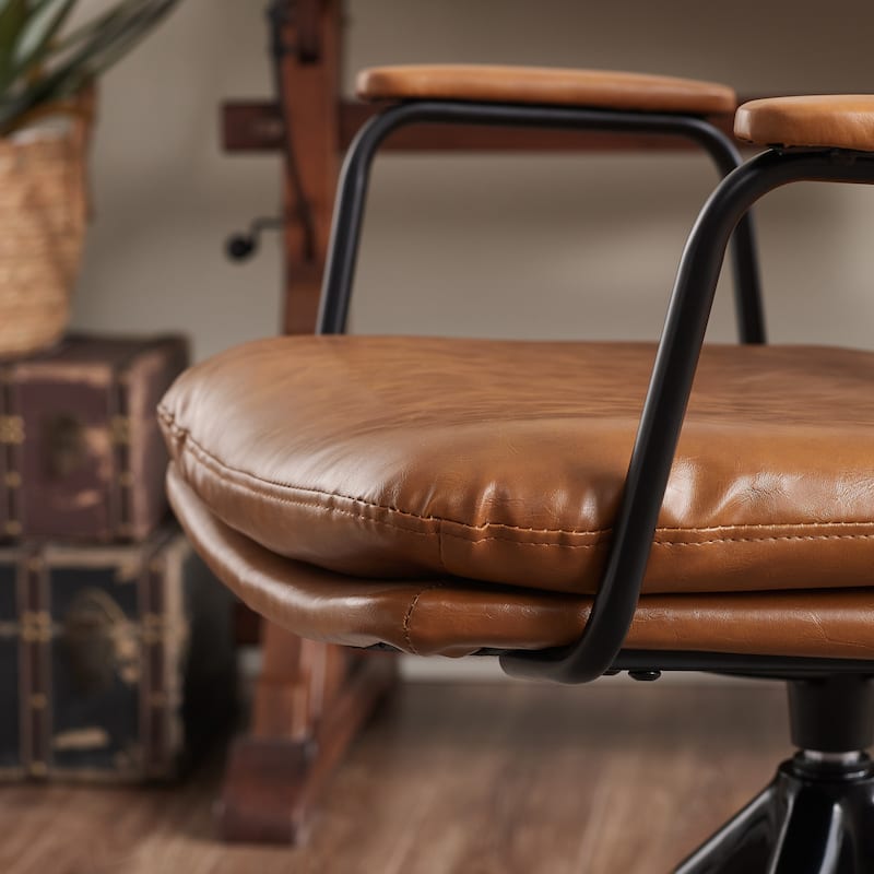 Art Leon Faux Leather Swivel Accent Arm Chair