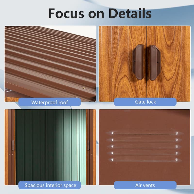Rust-proof Metal Garden Shed Storage Shed with Sliding Lockable Door Tool Shed, Water-Resistant, Punch Vents