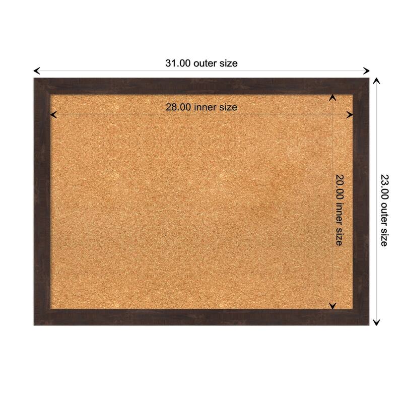 Fresco Wood Framed Natural Corkboard Bulletin Board - Fresco Dark Walnut - Board Size 28x20