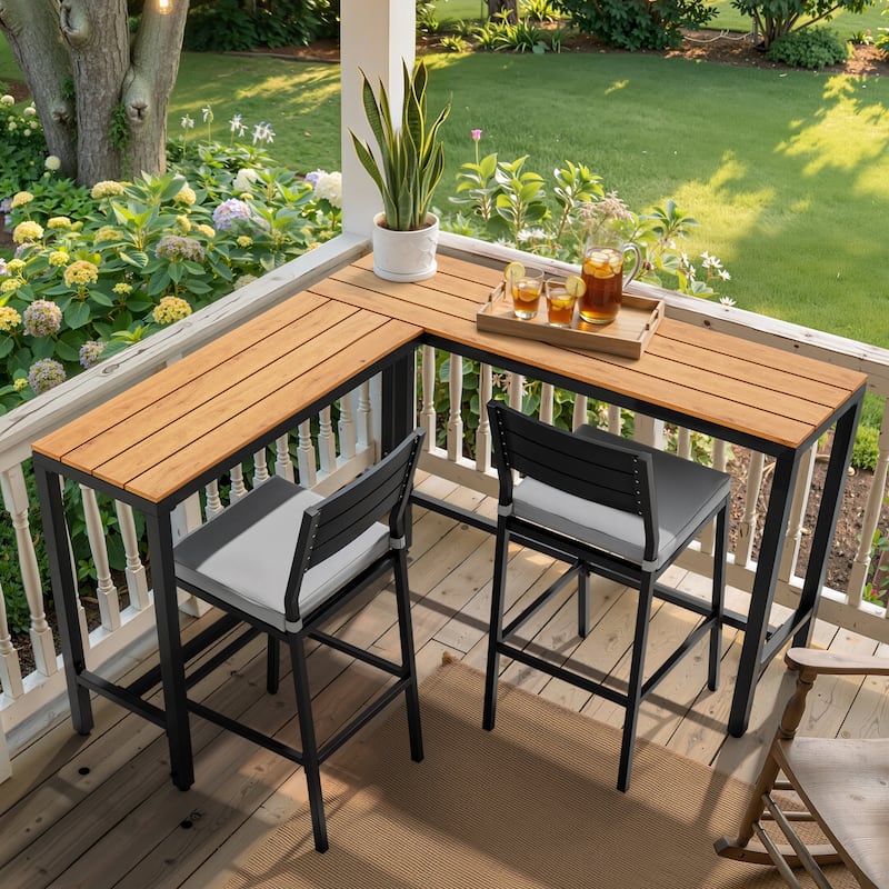 Pellebant Patio Outdoor Bar Table Rectangle Pub Table Dining Table