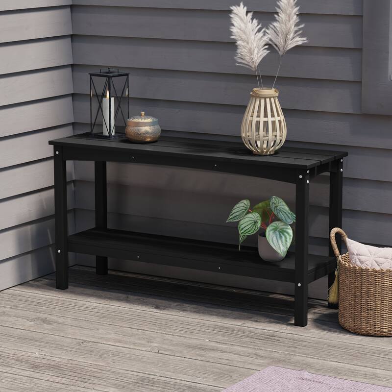 Laguna Hdpe All Weather Outdoor Patio Two Shelf Table