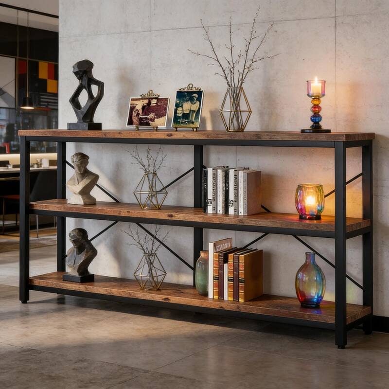 Console Table, 3-Tier Hall Storage Shelf, Sofa Table