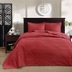 preview thumbnail 10 of 107, Madison Park Mansfield Reversible Oversized 3-piece Solid Texture Bedspread Quilt Set with Matching Shams Red - Queen