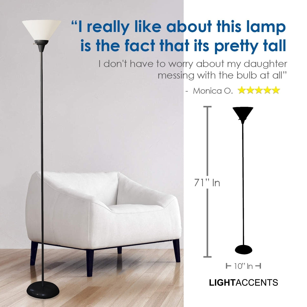 Black Metal 100 watt Floor Lamp with White Plastic Shade 70