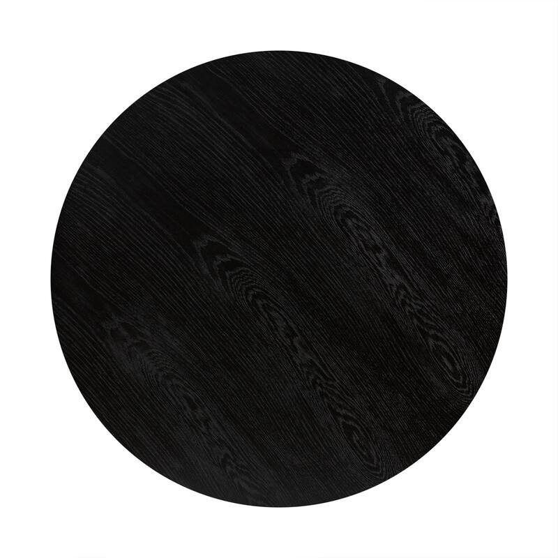 HomeRoots 32" Black And Brown Solid Wood And Metal Round Coffee Table - 32