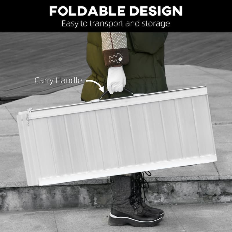 Wheelchair Ramp 3FT Folding Aluminum Threshold Ramp with Non-Slip Surface