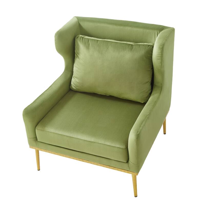 Roomfitters Modern Velvet Accent Armchair with Curved Armrests, Iron Frame Single Sofa