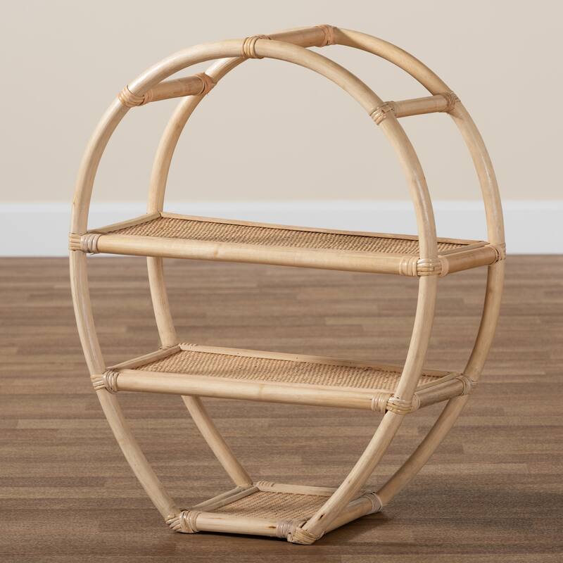 Ruana Bohemian Natural Brown Finished Rattan 3-Tier Display Shelf