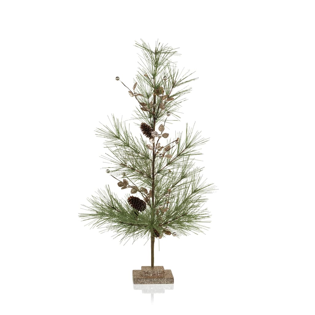 2-Piece Set Needle Pine Tree with Small Pinecones, 29"