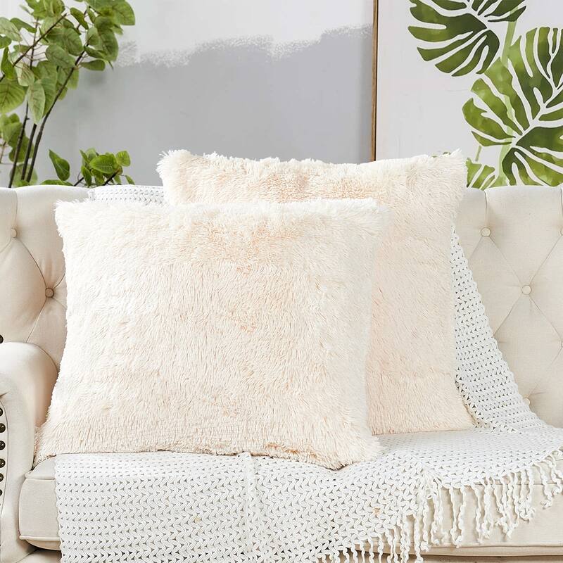 Halsted Shaggy FauxFur Decorative Throw Pillow Cover Set, NO INSERT