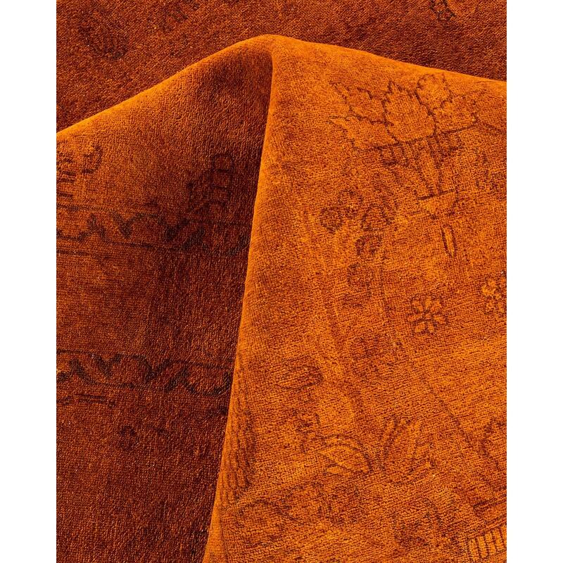 Overdyed, One-of-a-Kind Hand-Knotted Area Rug - Orange - 12' 4" x 17' 5"