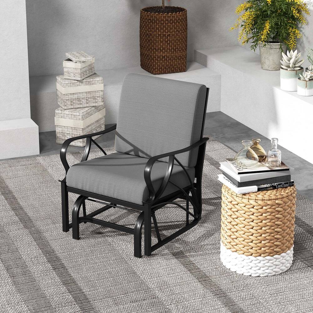 Costway Patio Rocking Chair with Cushion Heavy-Duty Metal Frame Smooth - See Details