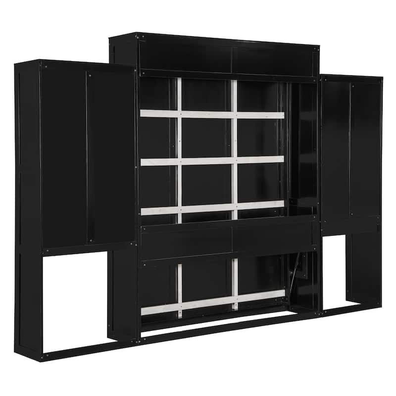 Queen Size Murphy Bed with Desk, Vanity and Cabinets