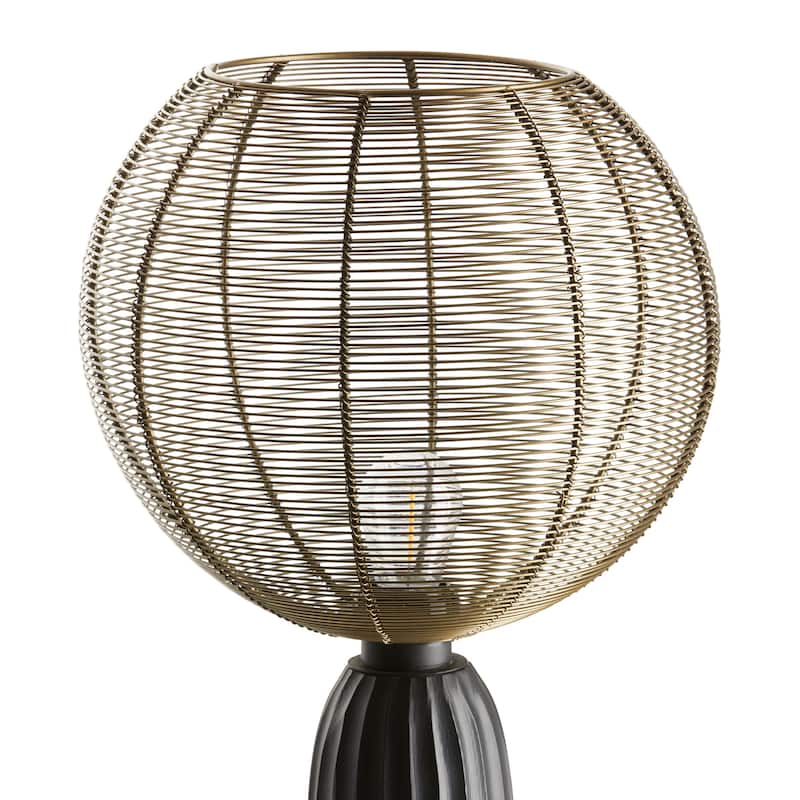 Sophia River of Goods Black Metal Base and Globe Shade 18.5-Inch Table Lamp - 10.75" x 10.75" x 18.5"
