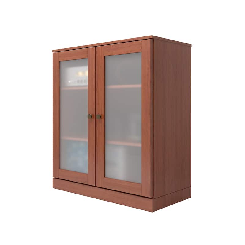 Palace Imports 100% Solid Wood TV Stand with Frosted Glass Doors for TVs up to 32"