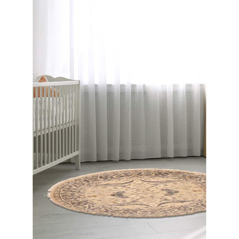 ECARPETGALLERY Hand-knotted Royal Oushak Cream Wool Rug - 5'11 x 5'11
