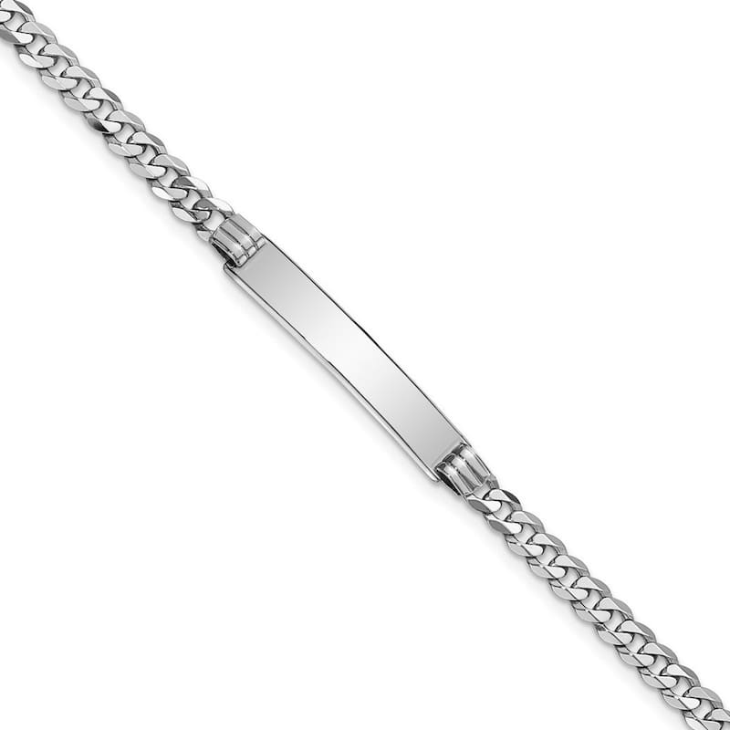 Curata 5mm 14k White Gold Engravable Flat Curb Link ID Bracelet