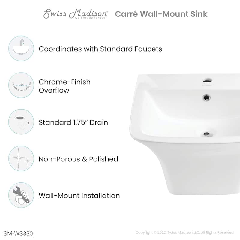 Carre 21" Wall-Mount Bathroom Sink