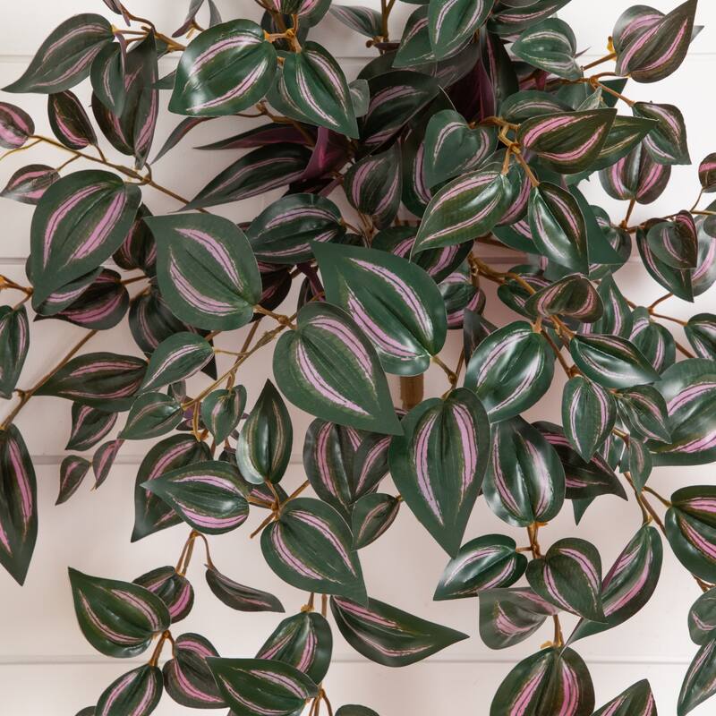 24-in UV Resistant Artificial Wandering Jew Hanging Plant - Set of 3