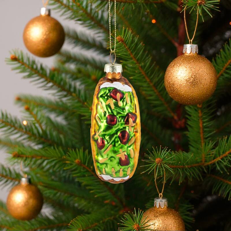 Taco Glass Christmas Ornament - 3.5" - Yellow