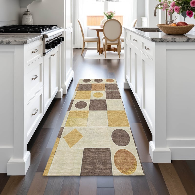 Machine Washable Indoor/Outdoor Casual Contemporary Chantille Rug