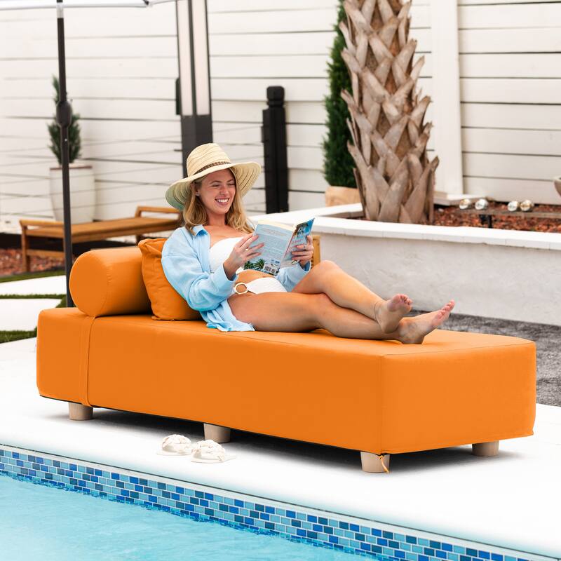 Jaxx Alvy Outdoor Sun Lounger - Luxurious Sunbed with Wood Feet Sunbrella