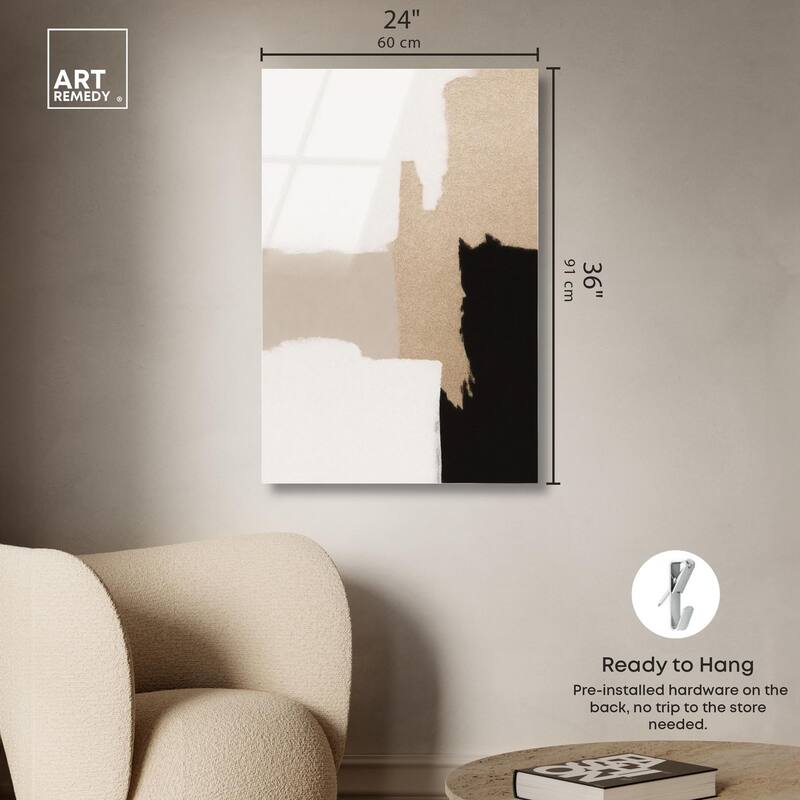 Beige and Black III Acrylic by Art Remedy, Ready to Hang