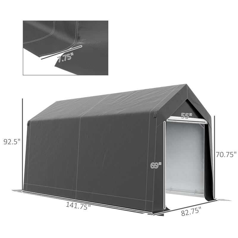 Outsunny 7' x 12' Garden Storage Tent, Heavy Duty Outdoor Shed