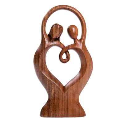 Novica Handmade Happier Dancing Wood Statuette