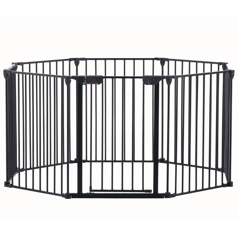 Black Steel 4-in-1 Configurable Safety Gate for Kids and Pets