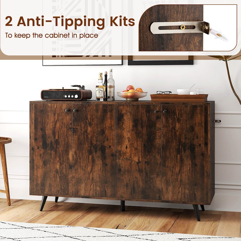 Costway Buffet Sideboard Mid Century Modern 4-Door Storage Cabinet 50" - See Details