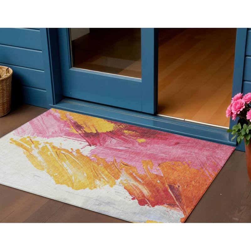HomeRoots Abstract Transitional Rectangle Outdoor Rug - 3' x 5'
