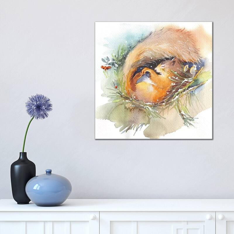 iCanvas "Sleeping Squirrel" by Marina Ignatova Canvas Print - 18x18x1.5