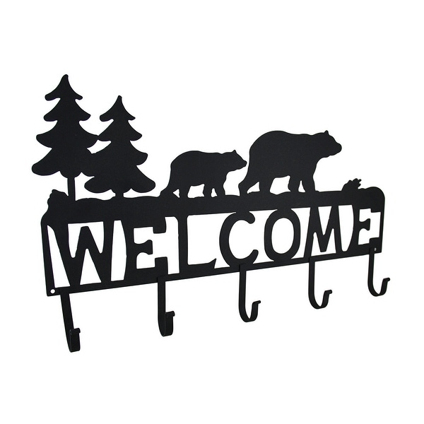 Rustic Black Bear Decorative Welcome Wall Hook - 12 X 19.5 X 1.5 inches