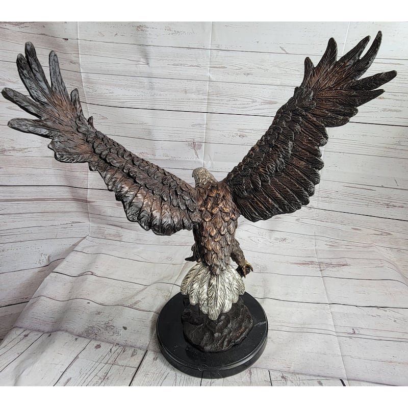 Landing Eagle Bronze Metal Statue Sculpture Indoor Outdoor 23 Inches X 18 Inches