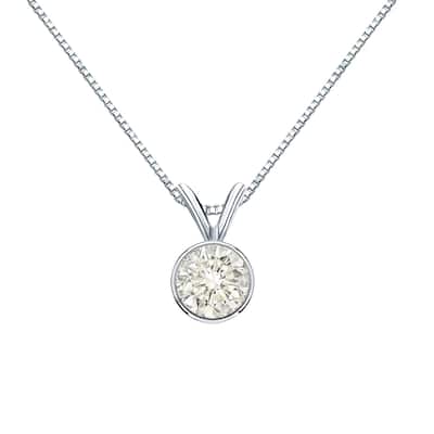 Auriya 1/2ctw Round Solitaire Diamond Necklace 14k Gold Bezel-set (J-K, I1-I2)