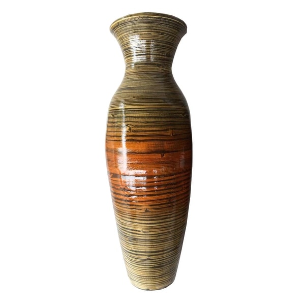 29.5" Tall Distressed Gold Spun Bamboo Floor Vase. Opens flyout.